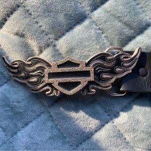 Black Leather Harley Davidson Belt